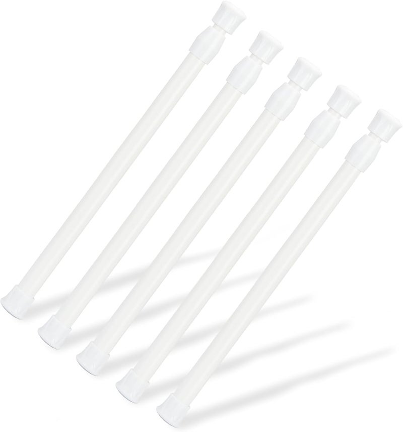 OEH 5 Pcs Tension Rod, Short Tension Rods, No Drilling Small Tension Rods for Closet, Rustproof Spring Rod, Mini Thin Spring Rods for Cabinets, Cupboard, Wardrobe Bars, Bookcase (10-15.7 inch) - Image 1
